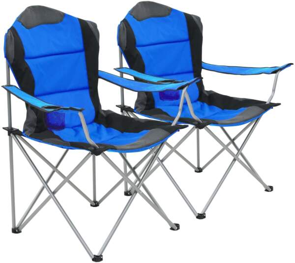 vidaxl Chaise pliante de camping 2 pcs 96 x 60 x 102 cm Bleu