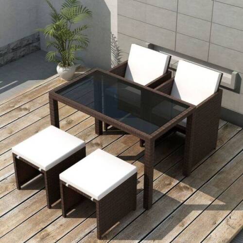 Table De Jardin Encastrable 8 Places En Resine Et Verre Noir