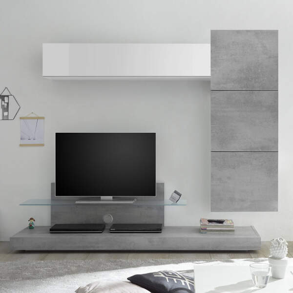 meuble tele gris beton