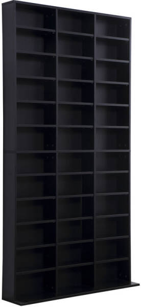 Étagère rangement CD/DVD meuble de rangement pour 1116 CDs 33 compartiments  réglables en hauteur 102 x 24 x 195 cm noir