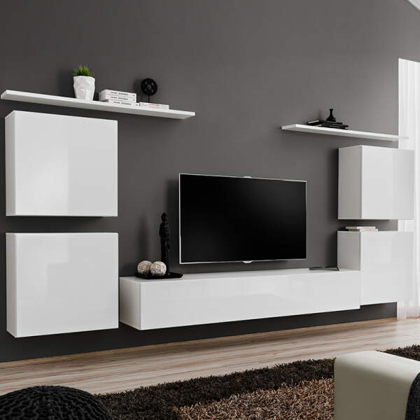 meuble tele blanc mural