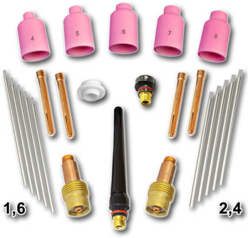 Kit Accessoires TIG 49 Pièces - Pour Torches SR 17/18/26 - Lentille, Brûleur, Joints
