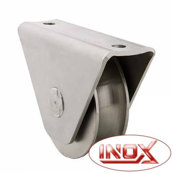 Roue U sur roulement pour portail 20mm en applique Ø80mm inox