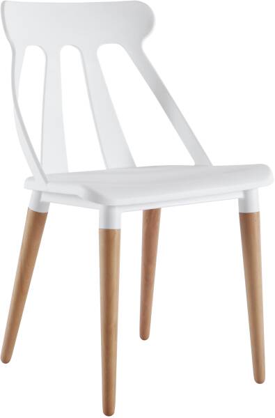 Chaise moderne MONA blanche et structure en bois finition naturelle