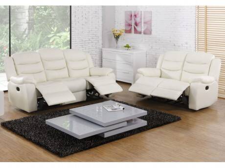 Canape 3 2 Places Relax En Microfibre Et Simili Bilston Ii Gris