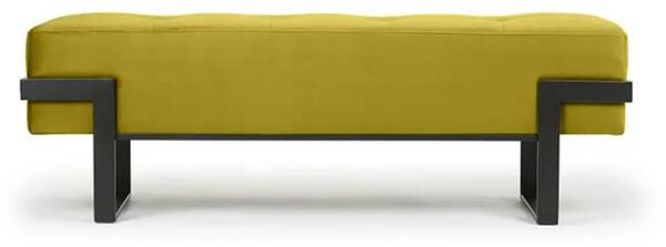 Banc Velours Jaune Moutarde Pieds Noirs Vertigo