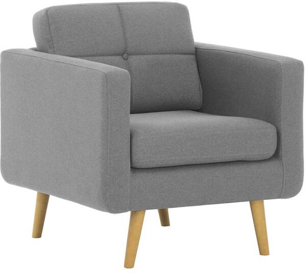 Miliboo Fauteuil Scandinave En Tissu Gris Clair Et Bois Elfe