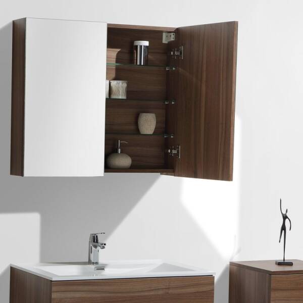 Armoire miroir salle de bain armoire de toilette murale meuble d'angle 2  étagères dim. 30L x 18,4l x 60H cm acier inox.